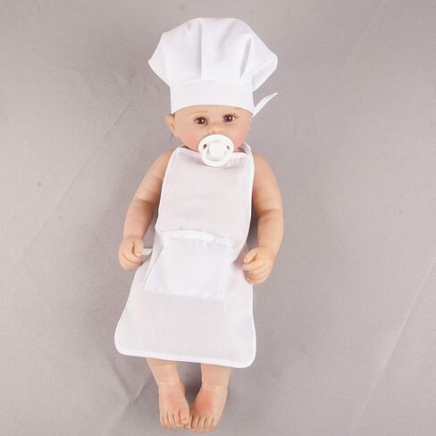Yuehuam الطفل الأبيض الشيف زي الوليد التصوير الدعامة ملابس صور تبادل لاطلاق النار قبعة + المئزر الزي ل 0-2 سنوات صبي فتاة in Kuwait