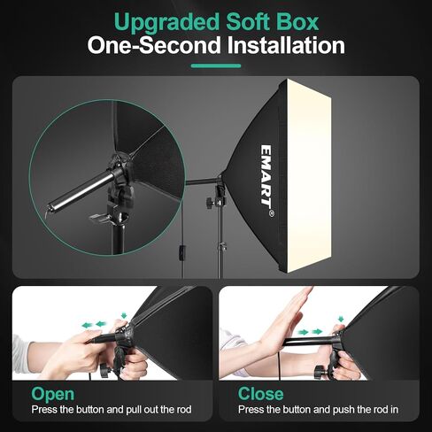 مجموعة إضاءة Softbox الاحترافية من EMART، صندوق ناعم للسحب مقاس 20 بوصة × 28 بوصة | لمبة LED بقدرة 50 وات 3000K-6000K مع جهاز تحكم عن بعد/التطبيق، مجموعة إضاءة التصوير الفوتوغرافي Softbox لأضواء الاستوديو، والصور الشخصية، وتسجيل الفيديو (عبوتان) in Saudi Arabia