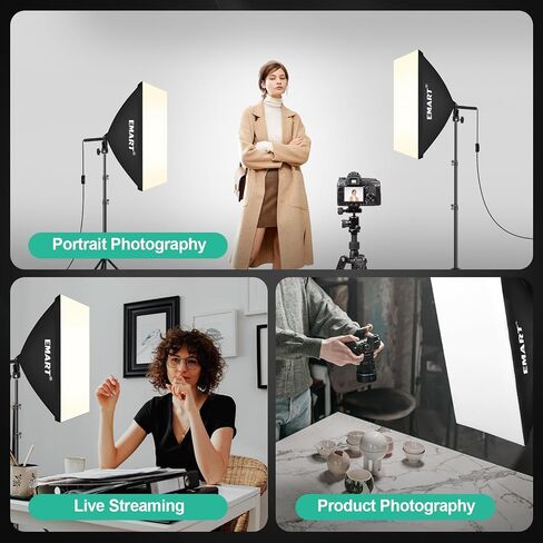 مجموعة إضاءة Softbox الاحترافية من EMART، صندوق ناعم للسحب مقاس 20 بوصة × 28 بوصة | لمبة LED بقدرة 50 وات 3000K-6000K مع جهاز تحكم عن بعد/التطبيق، مجموعة إضاءة التصوير الفوتوغرافي Softbox لأضواء الاستوديو، والصور الشخصية، وتسجيل الفيديو (عبوتان) in Saudi Arabia