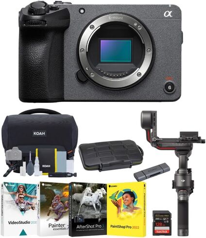 Sony FX30 - Full-frame Cinema Line Digital Camera Bundle with DJI RS 3 Gimbal Stabilizer, 128 GB SD Card, Memory Storage Case, Corel Photo Software and Camera Bag with Accessories (6 Items) in Saudi Arabia