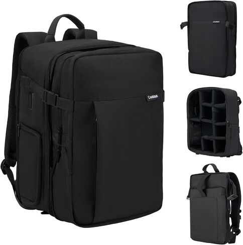 حقيبة ظهر للكاميرا ذات نمطية كبيرة وقابلة للتطوير من Cwatcun، حقيبة كاميرا للتصوير الفوتوغرافي مع حزام ثلاثي القوائم لحجرة الكمبيوتر المحمول مقاس 15.6 بوصة لكاميرا Canon Nikon Sony SLR DSLR، عدسة in Kuwait
