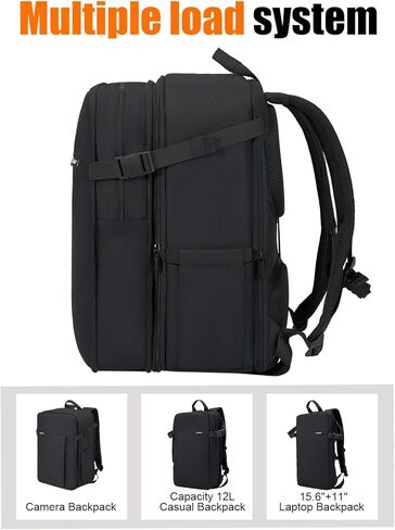 حقيبة ظهر للكاميرا ذات نمطية كبيرة وقابلة للتطوير من Cwatcun، حقيبة كاميرا للتصوير الفوتوغرافي مع حزام ثلاثي القوائم لحجرة الكمبيوتر المحمول مقاس 15.6 بوصة لكاميرا Canon Nikon Sony SLR DSLR، عدسة in Kuwait