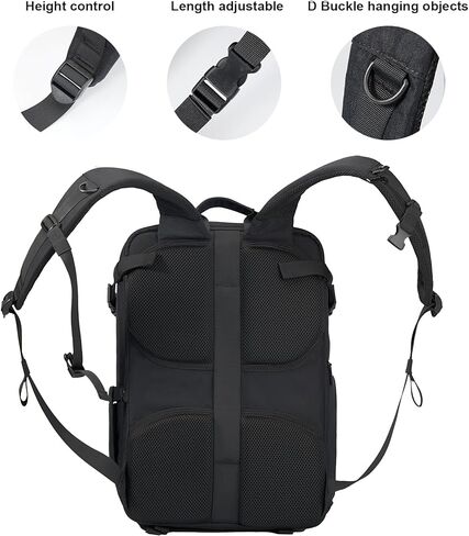 حقيبة ظهر للكاميرا ذات نمطية كبيرة وقابلة للتطوير من Cwatcun، حقيبة كاميرا للتصوير الفوتوغرافي مع حزام ثلاثي القوائم لحجرة الكمبيوتر المحمول مقاس 15.6 بوصة لكاميرا Canon Nikon Sony SLR DSLR، عدسة in Kuwait