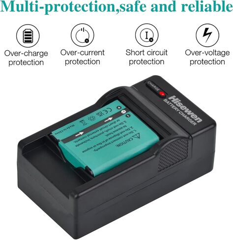 Hisewen 2 حزمة بطارية وشاحن LI-50B Li50b لأوليمبوس SZ-10 SZ-12 SZ-15 SZ-16 HIS SZ-20 SZ-30MR SZ31MR iHS TG-610 TG-630 HIS TG-810 TG-820 TG-830 TG -860 له in Kuwait