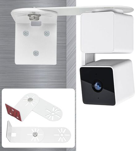 Haoyou Metal Wall Mount Bracket for Wyze Cam Pan V3/V4 Wyze Cam V4/V3 Adhesive No Drill Indoor/Outdoor Installation (2 Pack White) in Saudi Arabia