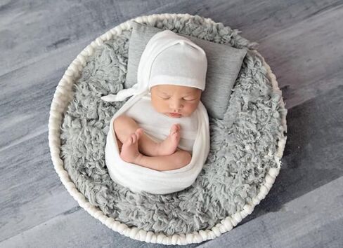 Newborn Monthly Baby Photography Wraps with Hat for Boy Girls Photo Shoot Outfits Stretch Blanket Infant Photography Props (Khaki) in Saudi Arabia