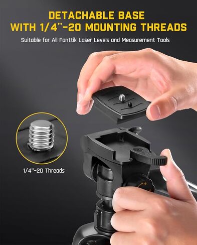 حامل ثلاثي Fanttik DT1، حامل ثلاثي مستوى الليزر مع رأس مقلاة مرنة ثلاثية الاتجاهات، لوحة تحرير سريعة مع حامل برغي 1/4"-20 ومستوى الفقاعات، لأدوات القياس والكاميرات in Kuwait