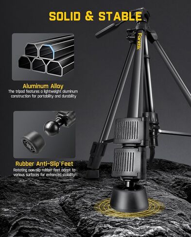 حامل ثلاثي Fanttik DT1، حامل ثلاثي مستوى الليزر مع رأس مقلاة مرنة ثلاثية الاتجاهات، لوحة تحرير سريعة مع حامل برغي 1/4"-20 ومستوى الفقاعات، لأدوات القياس والكاميرات in Kuwait