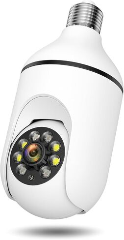 Security Camera Light Bulb, 360° Wi-Fi Security Cameras Wireless Outdoor/Indoor for Home, Color Night Vision, Motion& Alerts, SD&Cloud Storage in Saudi Arabia