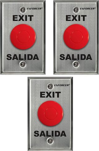 SECO-LARM SD-7201RCPE1Q ENFORCER Request-to-Exit Plate with Red Mushroom Cap Push Button, Stainless-steel face-plate, “Exit" and "Salida" silk-screened on plate in Saudi Arabia