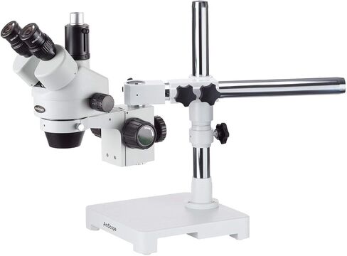 AmScope SM-3TZ-FODR-10M مجهر تكبير ستيريو رقمي احترافي ثلاثي العينيات، عدسات WH10x، تكبير 3.5X-90X، هدف تكبير 0.7X-4.5X، ألياف بصرية مزدوجة معقوفة وإضاءة حلقية، حامل ذراع واحد، 110 فولت - 120 فولت ، يتضمن 0.5X و2.0X Barlow L in Saudi Arabia