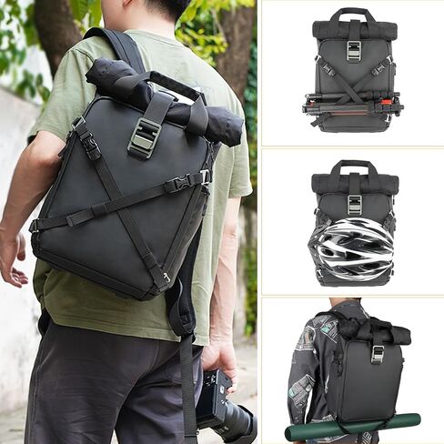 Besnfoto Camera Backpack, Waterproof Travel Camera Bag for Photographer Expandable Roll Top Photography Case for DSLR SLR Mirrorless Camera Fit up to 15.6 inch Laptop with Rain Cover in Saudi Arabia