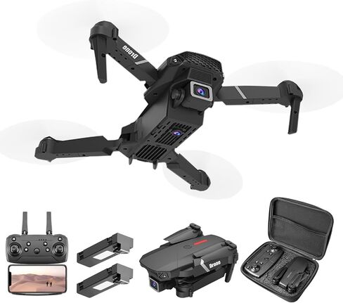 Mini Foldable Drone with Two Cameras for Adults Teenagers &Kids. 4K HD Camera, 360° Flip, 2.4GHz Remote Controller, One Key Take Off/Land, Two Modular Batteries, 110° Adjustable Lens for front Camera, Quadcopters & Multirotors, for Drone Amateurs Beginner in Saudi Arabia