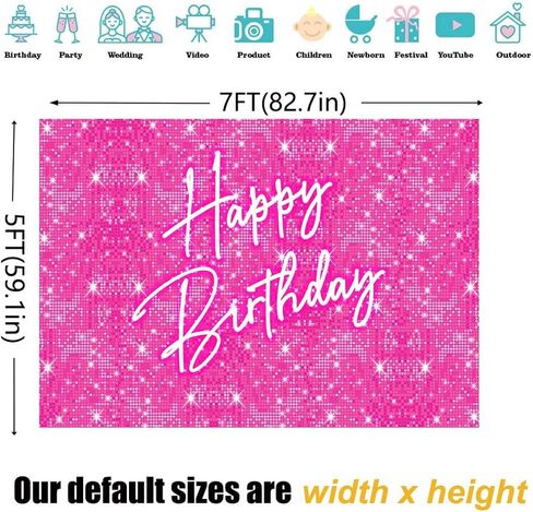 sensfun 7x5ft بريق الوردي الساخن عيد ميلاد خلفية الأميرة الفتيات حفلة عيد ميلاد زينة مشرقة الوردي دائرة الترتر خلفية الجدار للنساء النيون عيد ميلاد سعيد راية الصورة استوديو كشك الدعائم in Kuwait