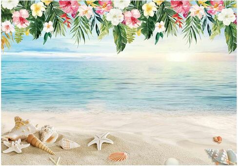 Allenjoy 7x5ft Luau Beach Backdrop Summer Hawaiian Photography Background Aloha Birthday Baby Shower Party Banner Tropical Photo Booth Decoration in Saudi Arabia