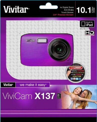 Vivitar VX137-BLU كاميرا رقمية تعمل باللمس بدقة 10.1 ميجابكسل مع شاشة LCD مقاس 1.8 بوصة - الهيكل فقط (أزرق) in Saudi Arabia