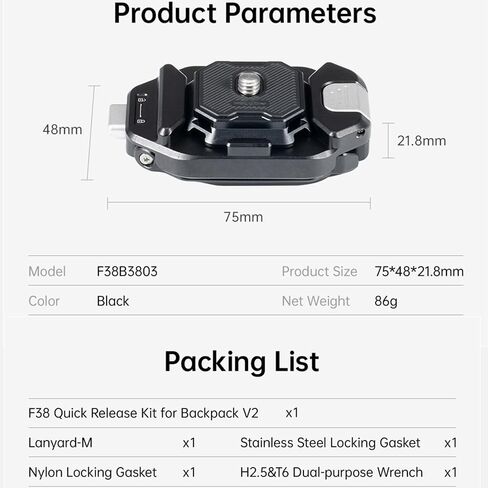 Falcam F38 Camera Quick Release Plate, Camera Shoulder Strap Mount Plate, Quick Release Base Mount for Backpack Strap,Capture Camera Clip for Camera to Shoulder (Quick Release Base Plate Only) in Saudi Arabia