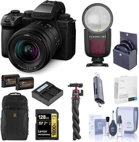 Panasonic Lumix S5 IIX Mirrorless Camera with 20-60mm f/3.5-5.6 Lens, Bundle with Zoom Li-on X R2 Flash, Flexible Tripod, 2X Battery and 67mm Filter Kit in Saudi Arabia
