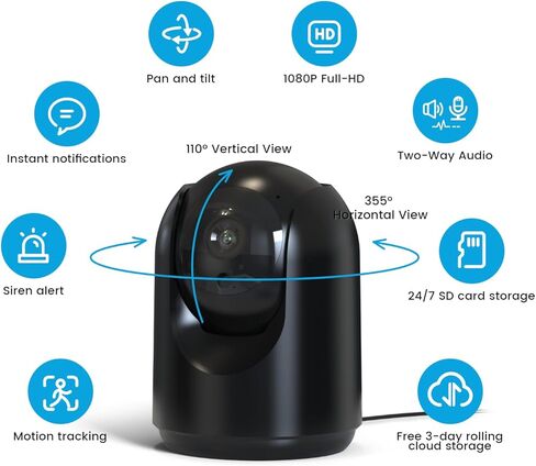 كاميرا مراقبة 1080P HD مستشعر حركة للتخزين السحابي/بطاقة SD in Kuwait