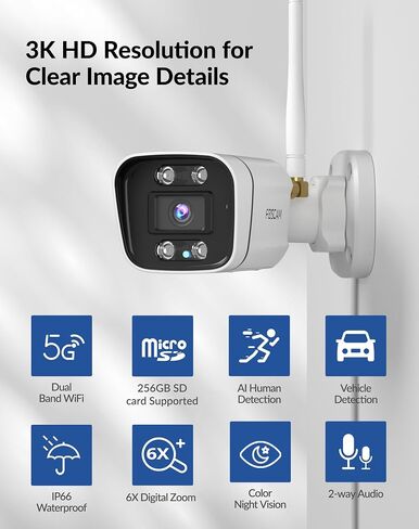FOSCAM Security Cameras Wireless Outdoor,3K 3MP Cameras for Home Security Indoor/Outdoor with AI Motion Detection,Color Night Vision, 2-Way Talk, IP66 Weatherproof, SD/Cloud Storage in Saudi Arabia