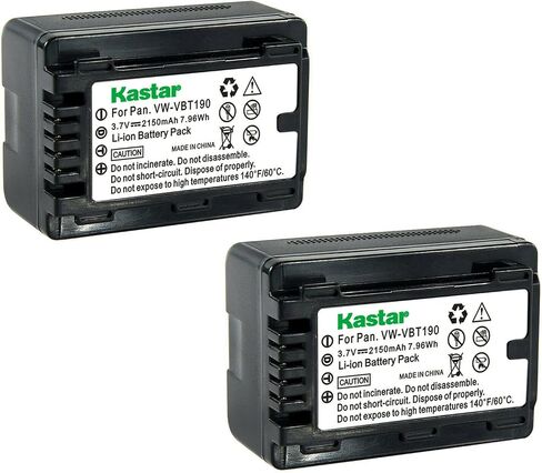 Kastar 1-Pack Battery VW-VBT190 Replacement for Panasonic HC-V250, HC-V250K, HC-V270, HC-V270GK, HC-V360M, HC-V360MS, HC-V380, HC-V380K, HC-V380GK, HC-V480M, HC-V480MS, HC-V510, HC-V520 Camera in Saudi Arabia