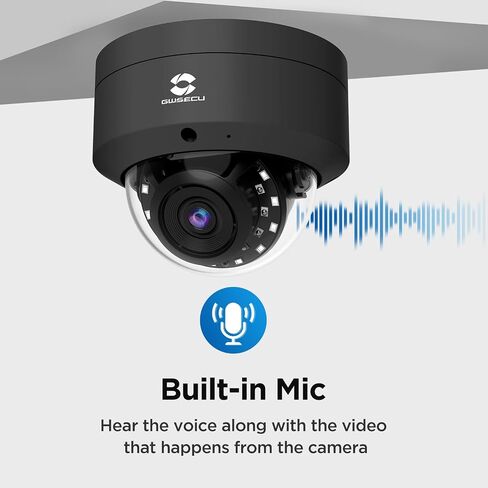 GWSECU 5MP PoE Security Vandal Dome Camera, Wired Surveillance IP Camera 2.8mm Lens, Person/Motion Detection, Built-in Mic, 100ft IR Night Vision, IK10 Vandal-Proof IP66, D5U54BM (NOT PTZ) in Saudi Arabia