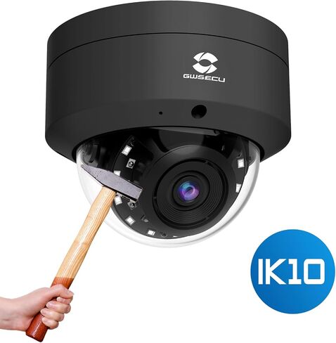 GWSECU 5MP PoE Security Vandal Dome Camera, Wired Surveillance IP Camera 2.8mm Lens, Person/Motion Detection, Built-in Mic, 100ft IR Night Vision, IK10 Vandal-Proof IP66, D5U54BM (NOT PTZ) in Saudi Arabia
