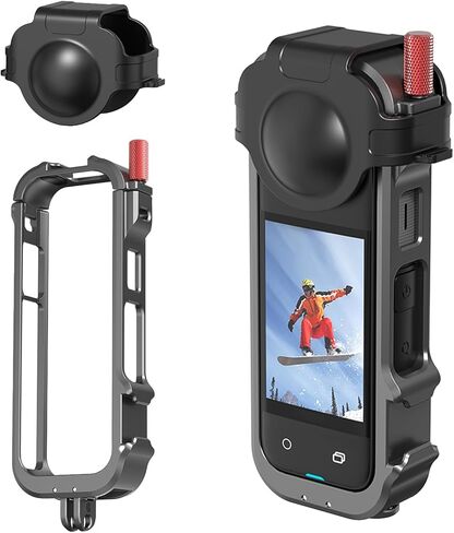 قفص إطار معدني لـ Insta360 X4، حافظة واقية للكاميرا بمحول خيوط 1/4 بوصة مع غطاء عدسة، حامل حذاء بارد لملحقات كاميرا الحركة Insta360 X4 in Kuwait