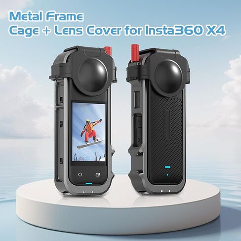 قفص إطار معدني لـ Insta360 X4، حافظة واقية للكاميرا بمحول خيوط 1/4 بوصة مع غطاء عدسة، حامل حذاء بارد لملحقات كاميرا الحركة Insta360 X4 in Kuwait