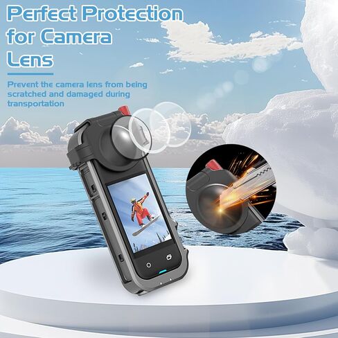 قفص إطار معدني لـ Insta360 X4، حافظة واقية للكاميرا بمحول خيوط 1/4 بوصة مع غطاء عدسة، حامل حذاء بارد لملحقات كاميرا الحركة Insta360 X4 in Kuwait