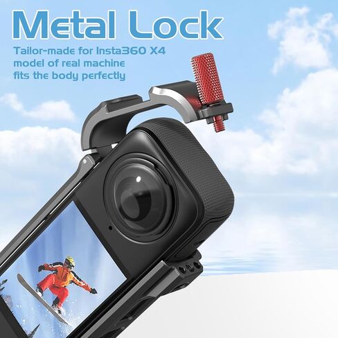 قفص إطار معدني لـ Insta360 X4، حافظة واقية للكاميرا بمحول خيوط 1/4 بوصة مع غطاء عدسة، حامل حذاء بارد لملحقات كاميرا الحركة Insta360 X4 in Kuwait