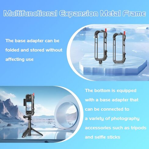 قفص إطار معدني لـ Insta360 X4، حافظة واقية للكاميرا بمحول خيوط 1/4 بوصة مع غطاء عدسة، حامل حذاء بارد لملحقات كاميرا الحركة Insta360 X4 in Kuwait