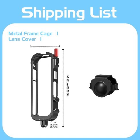 قفص إطار معدني لـ Insta360 X4، حافظة واقية للكاميرا بمحول خيوط 1/4 بوصة مع غطاء عدسة، حامل حذاء بارد لملحقات كاميرا الحركة Insta360 X4 in Kuwait