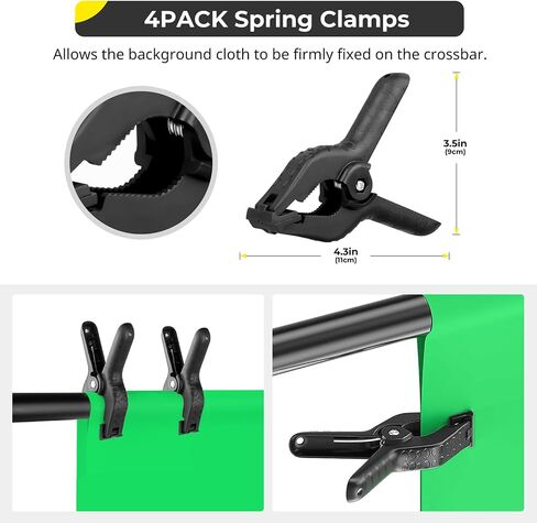 Aureday 8x5FT T-Shape Green Screen Backdrop Stand, Adjustable Backdrop Stand Kit with Horizontal Pole, 4 Spring Clamps, Sandbag, and Black Carrying Bag for Parties/Wedding/Photography/Decoration in Saudi Arabia