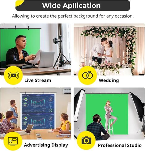 Aureday 8x5FT T-Shape Green Screen Backdrop Stand, Adjustable Backdrop Stand Kit with Horizontal Pole, 4 Spring Clamps, Sandbag, and Black Carrying Bag for Parties/Wedding/Photography/Decoration in Saudi Arabia