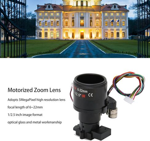 Sonew Motorized Zoom Lens, 6?22mm 5MP Length High Precision, Auto Zoom Autofocus, IR Correction, D14 Mount Fixed Industrial Lens, 500MP, F2.2 in Saudi Arabia