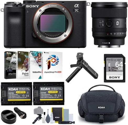 Sony Alpha a7C Full-Frame Compact Mirrorless Camera (Black) Bundle with FE 20mm f/1.8 G Lens (6 Items) in Saudi Arabia