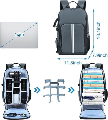 Camera Backpack，Camera Bag for DSLR/SLR,Camera Backpack Waterproof for Photographers Camera Case Compatible for Sony Nikon (Gray) in Saudi Arabia