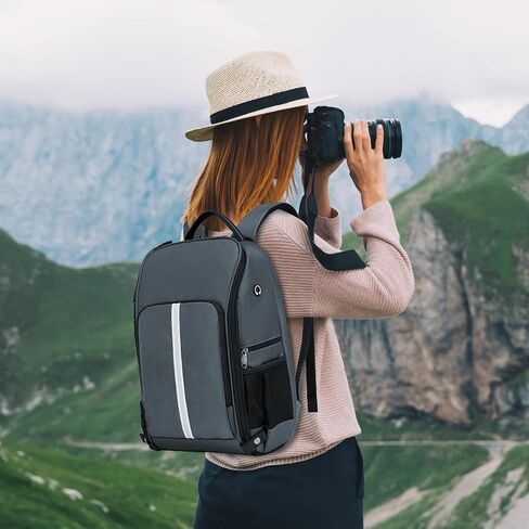 Camera Backpack，Camera Bag for DSLR/SLR,Camera Backpack Waterproof for Photographers Camera Case Compatible for Sony Nikon (Gray) in Saudi Arabia