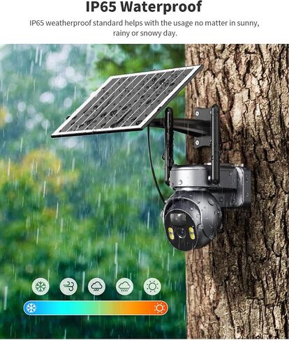 LIWAN 4G LTE Cellular Security Camera Wireless Outdoor (includes SIM Card), Solar Powered No WiFi Camera for Home, 360° Full Cover,2K HD Color Night Vision, PIR Motion & Siren Alerts in Saudi Arabia