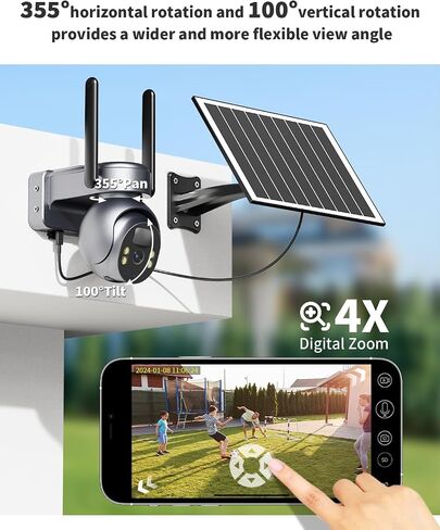 LIWAN 4G LTE Cellular Security Camera Wireless Outdoor (includes SIM Card), Solar Powered No WiFi Camera for Home, 360° Full Cover,2K HD Color Night Vision, PIR Motion & Siren Alerts in Saudi Arabia