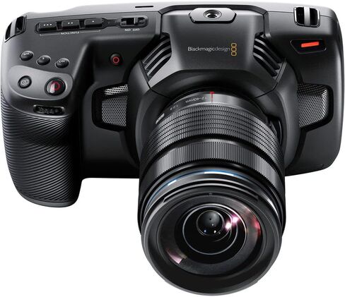 كاميرا سينما الجيب Blackmagic Design بدقة 4K (CINECAMPOCHDMFT4K) + شاشة 4K + بطاقة ذاكرة سعة 2 × 64 جيجابايت + 3 بطاريات LPE6 + شاحن خارجي + قارئ بطاقات + ضوء LED + برنامج Corel للصور + المزيد in Saudi Arabia