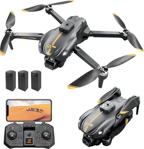 طائرة بدون طيار مع كاميرا 1080 بكسل HD FPV قابلة للطي للمبتدئين والأطفال، طائرة بدون طيار RC، وضع بدون رأس، مفتاح واحد للإقلاع/الأرض، رحلة طويلة 45 دقيقة، تثبيت الارتفاع، محرك بدون فرش، لعبة التحكم عن بعد (أسود) in Kuwait