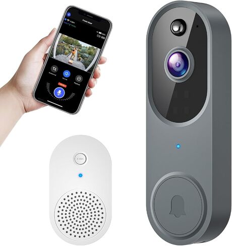 1080p Video Doorbell Camera Wireless with Chime, FHD Live View, AI Human Detection, 2-Way Audio, Night Vision, Cloud Storage, Battery Powered, Wire-Free, Indoor Outdoor Surveillance in Saudi Arabia