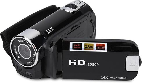 Pwshymi Full HD، كاميرا فيديو رقمية عالية الوضوح 16X كاميرا فيديو DV مع ميزة الدوران، مثالية لالتقاط لحظات لا تنسى (أسود أمريكي) in Kuwait