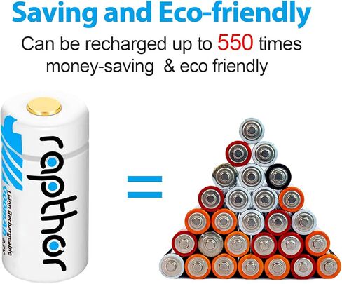 بطاريات ليثيوم رابثور 900 مللي أمبير 123 أمبير، متوافقة مع نظام إنذار مستشعر ذكي بمصباح كاميرا Arlo (عبوة من 8 قطع) in Kuwait