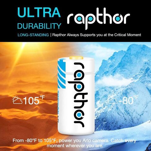 بطاريات ليثيوم رابثور 900 مللي أمبير 123 أمبير، متوافقة مع نظام إنذار مستشعر ذكي بمصباح كاميرا Arlo (عبوة من 8 قطع) in Kuwait