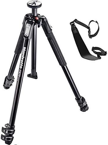 حامل ثلاثي من الألومنيوم من Manfrotto MT190X3، مع حزام ثلاثي القوائم ZAYKiR غير قابل للانزلاق مع حلقتين للتحرير السريع (أسود) in Saudi Arabia