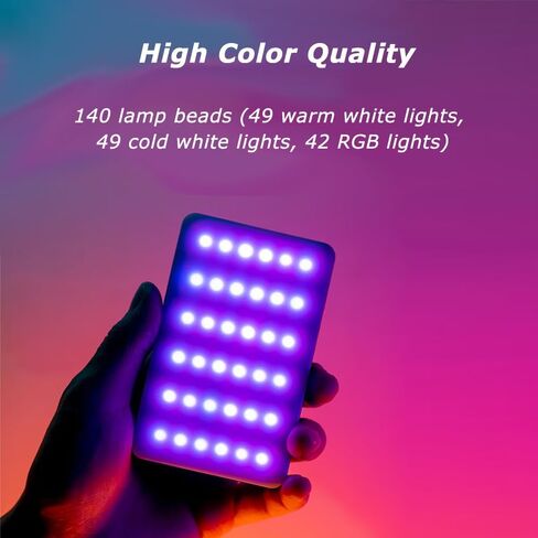 140 مصباح فيديو RGB، لوحة إضاءة كاميرا LED محمولة بالألوان الكاملة CRI 95+ 2500-9000K LED فيديو ضوء 26 تأثيرات مشهد، إضاءة LED DSLR قابلة للشحن من النوع C بقدرة 3000 مللي أمبير في الساعة لمدونات الفيديو والتصوير الفوتوغرافي والمؤتمرات in Kuwait