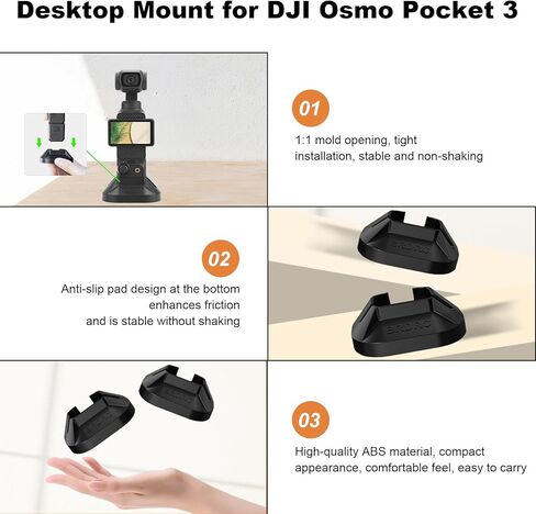 Camera Mount Stand Base for DJI Osmo Pocket 3, Non-Slip Stable Desktop Mount Support Base Gimbal Support Adapter for DJI Osmo Pocket 3 Accessories in Kuwait